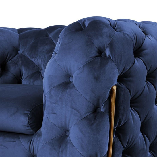 Sheila - Transitional Dark Blue Fabric Loveseat - image 2