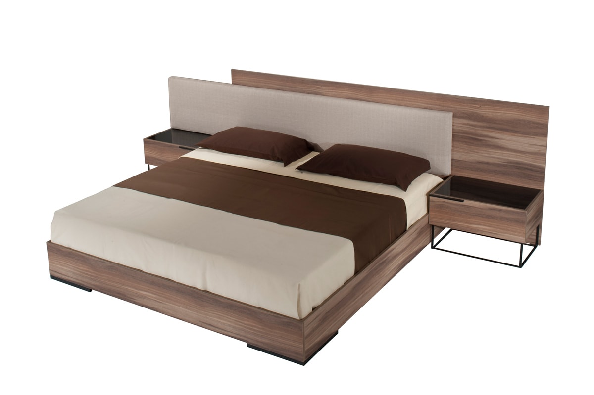Matteo Italian Modern Eastern King Walnut & Fabric Bed - image 2