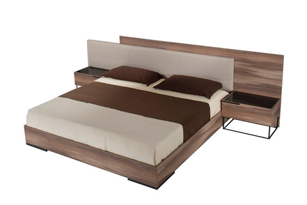Matteo Italian Modern Eastern King Walnut & Fabric Bed - image 2