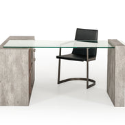 Boston Modern Glass & Faux Concrete Reversible Desk - image 2