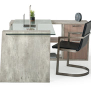Boston Modern Glass & Faux Concrete Reversible Desk
