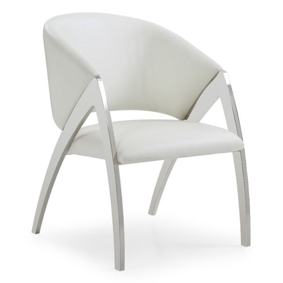 Rabia Modern White Leatherette Accent Chair