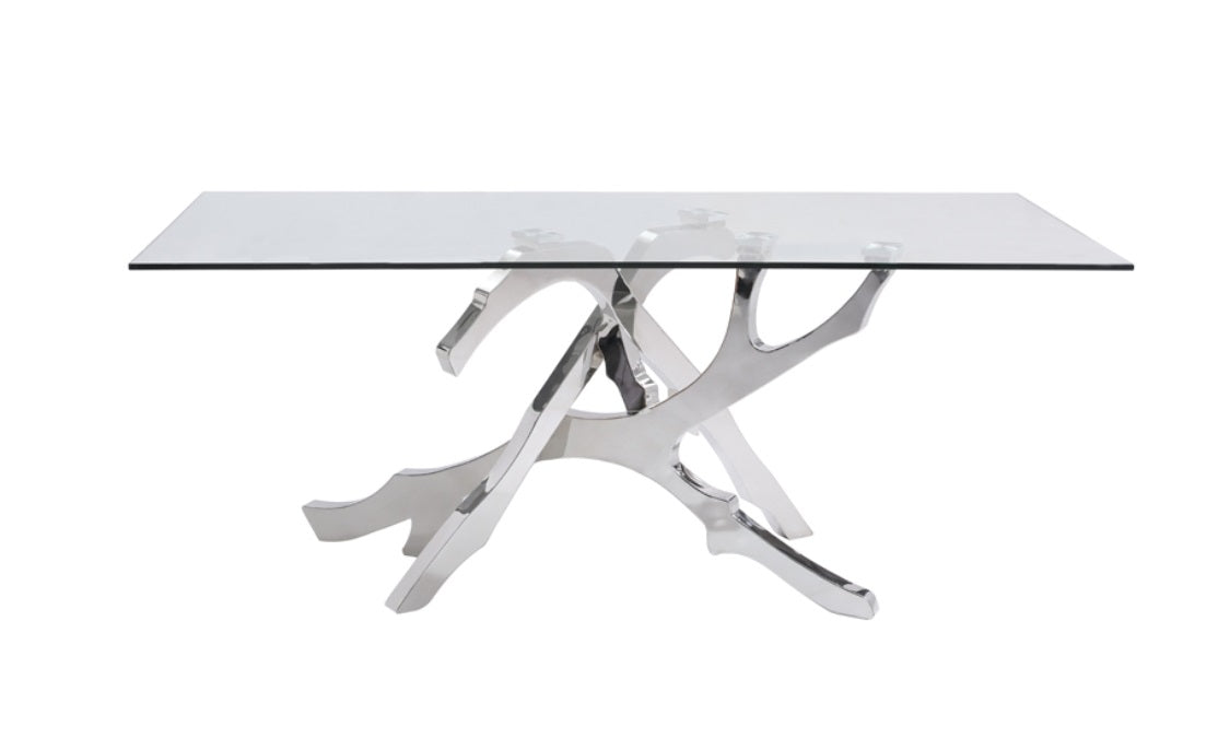 Legend Modern Glass & Stainless Steel Dining Table - image 4