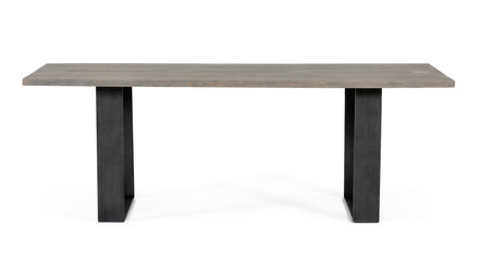 Murphy - Modern Grey Aged Oak & Black Metal Dining Table - image 5