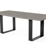 Murphy - Modern Grey Aged Oak & Black Metal Dining Table