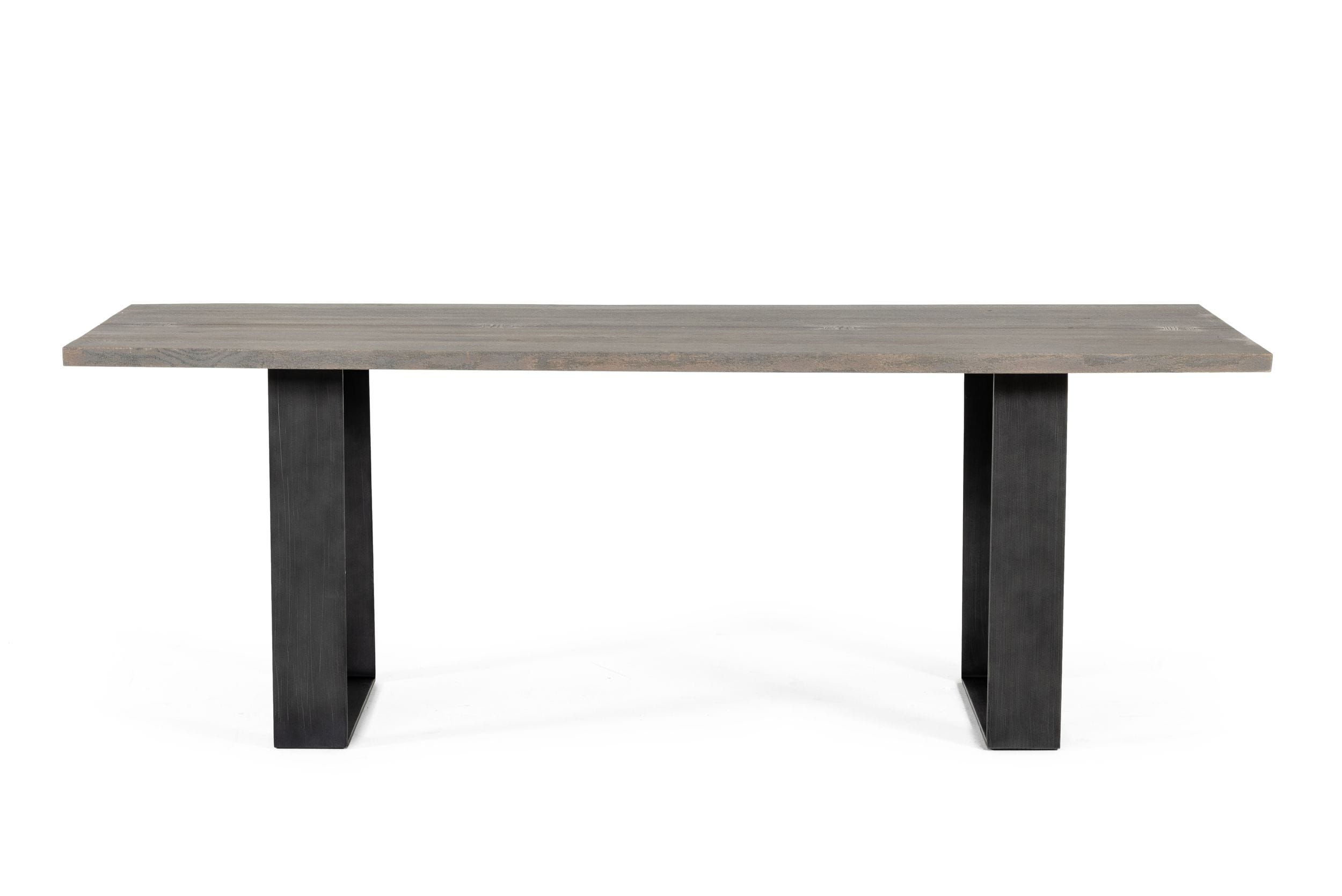 Murphy - Modern Grey Aged Oak & Black Metal Dining Table - image 2