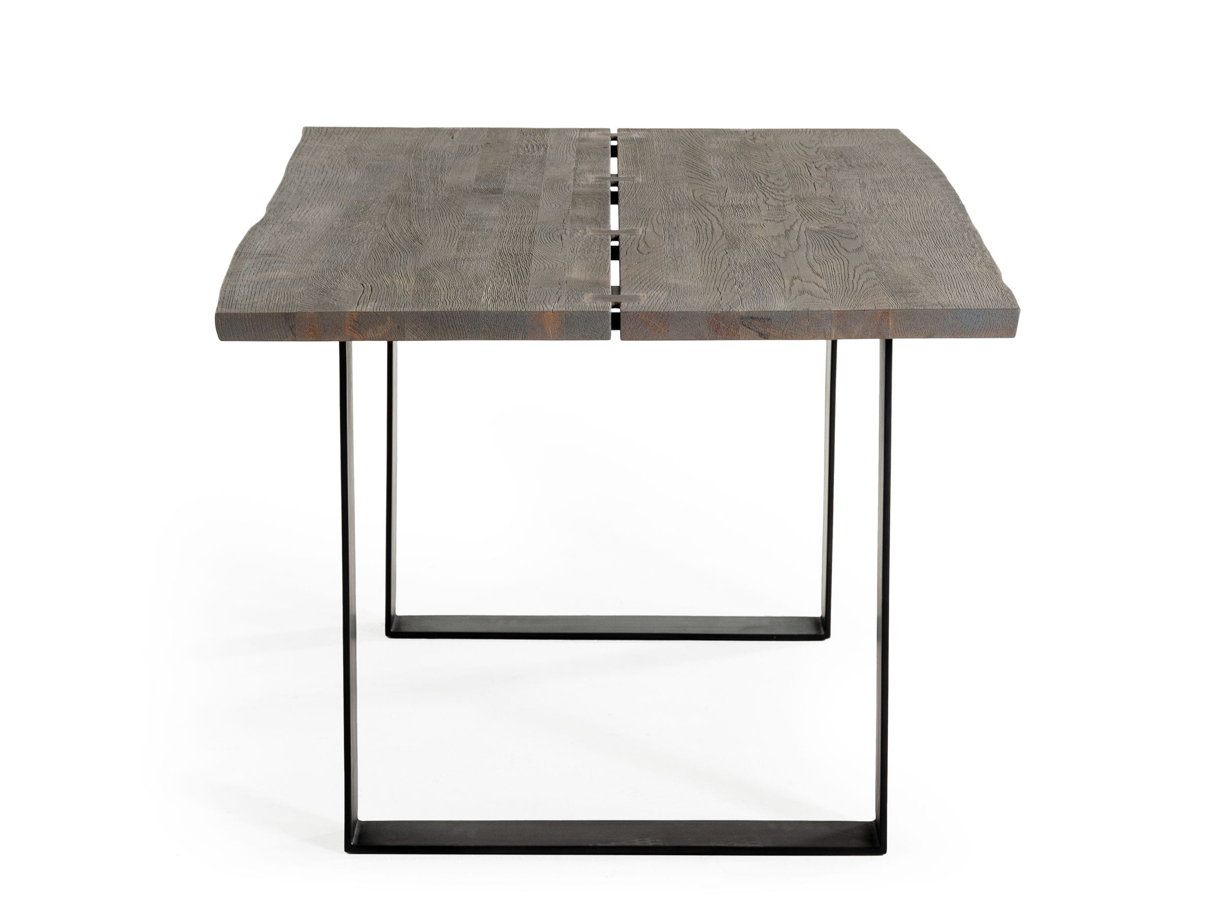 Murphy - Modern Grey Aged Oak & Black Metal Dining Table - image 3
