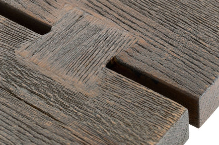 Murphy - Modern Grey Aged Oak & Black Metal Dining Table - image 4
