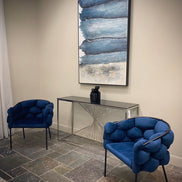 Debra Modern Blue Fabric Dining Chair - image 3