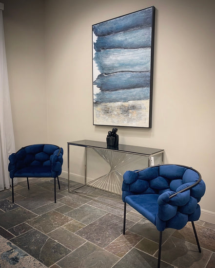 Debra Modern Blue Fabric Dining Chair - image 3