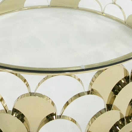 Javier Modern Glass & Gold Round Coffee Table - image 2