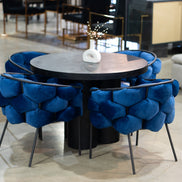 Debra Modern Blue Fabric Dining Chair - image 4