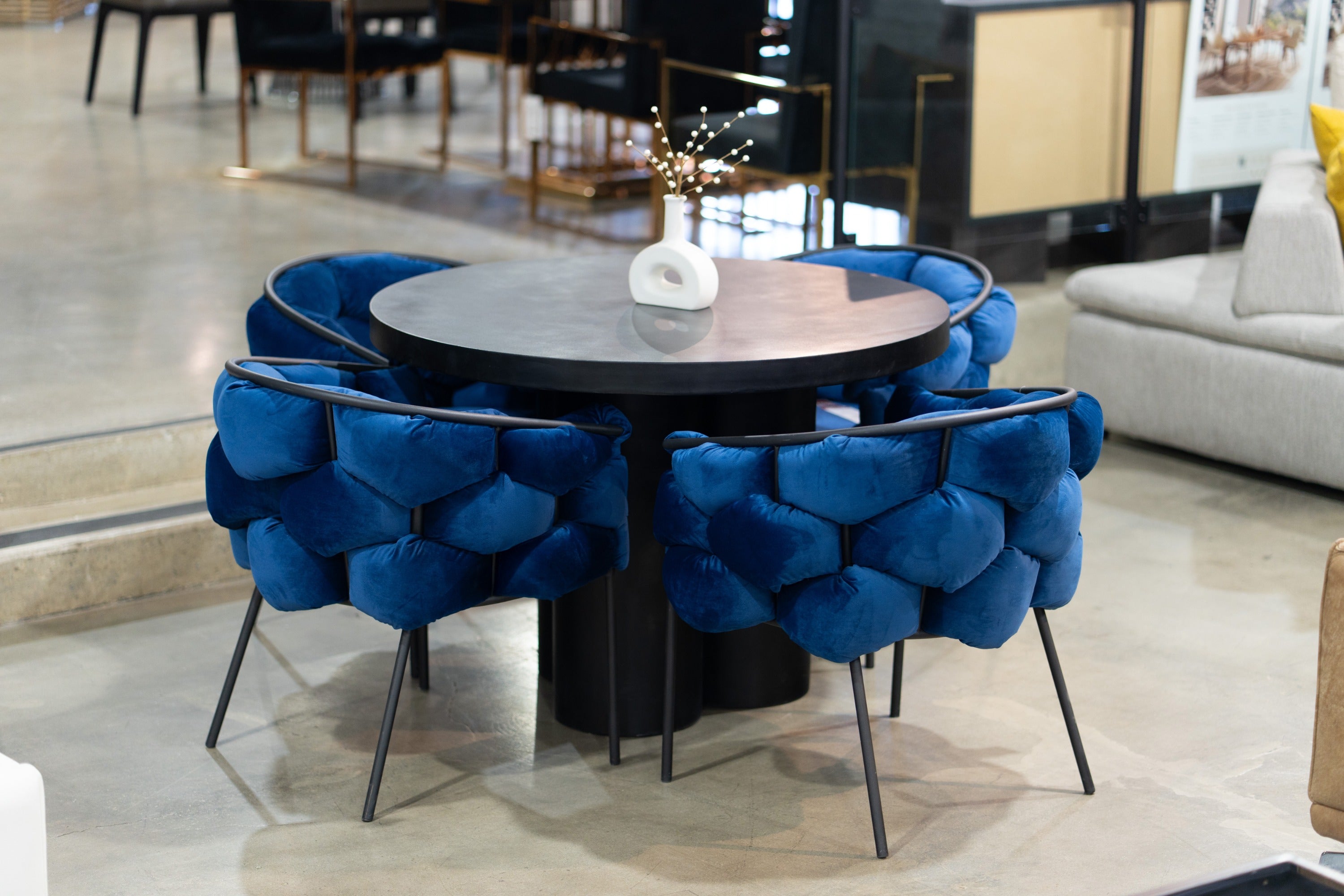Debra Modern Blue Fabric Dining Chair - image 4