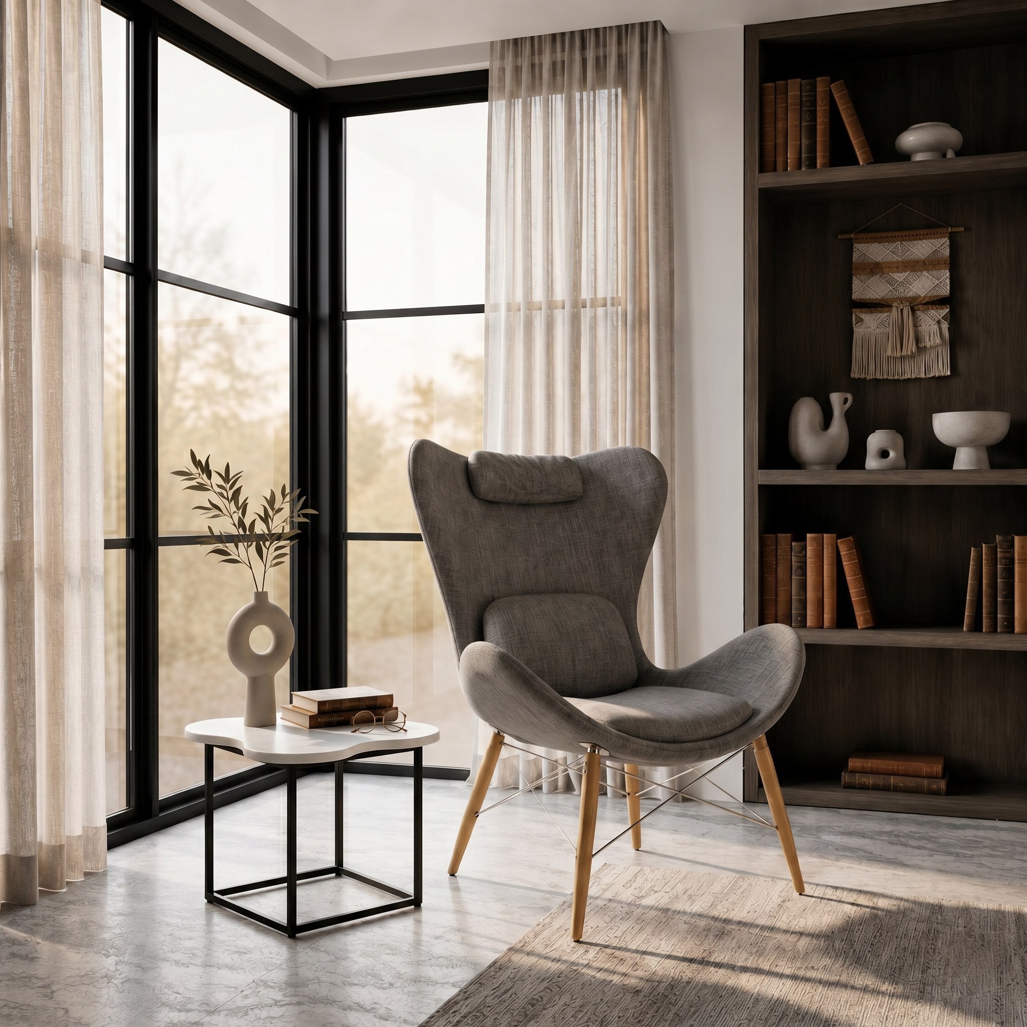 Britt Modern Grey Fabric Accent Chair - image 3