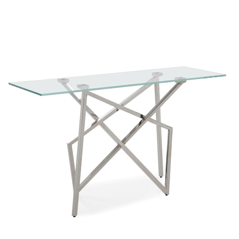 Hawkins Modern Glass & Stainless Steel Console Table - image 5