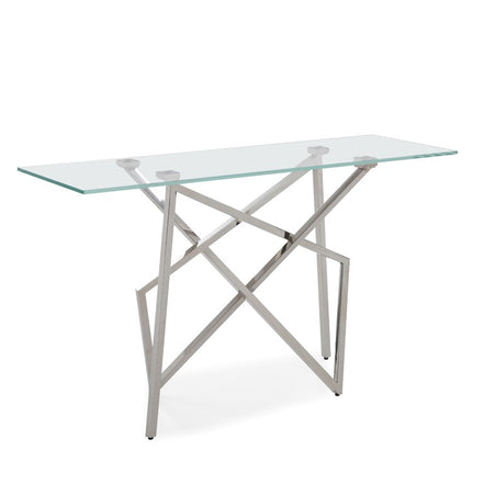 Hawkins Modern Glass & Stainless Steel Console Table - image 5