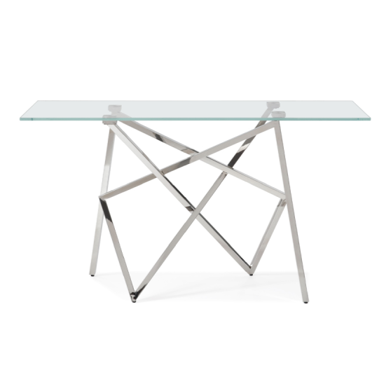 Hawkins Modern Glass & Stainless Steel Console Table - image 4