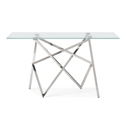 Hawkins Modern Glass & Stainless Steel Console Table - image 4