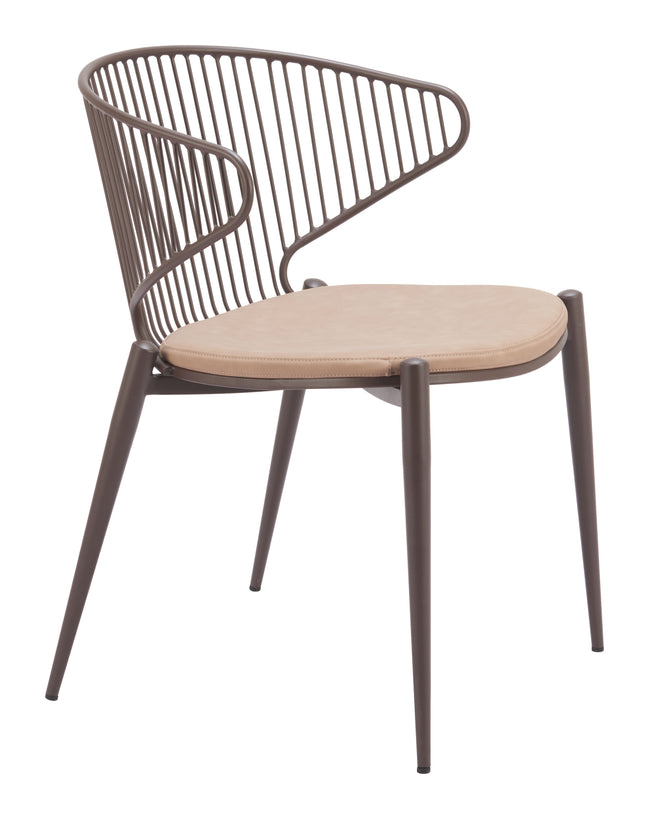 Silues Dining Chair (Set of 2) Taupe & Brown