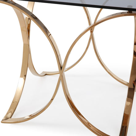 Reklaw Modern Smoked Glass & Rosegold End Table - image 3