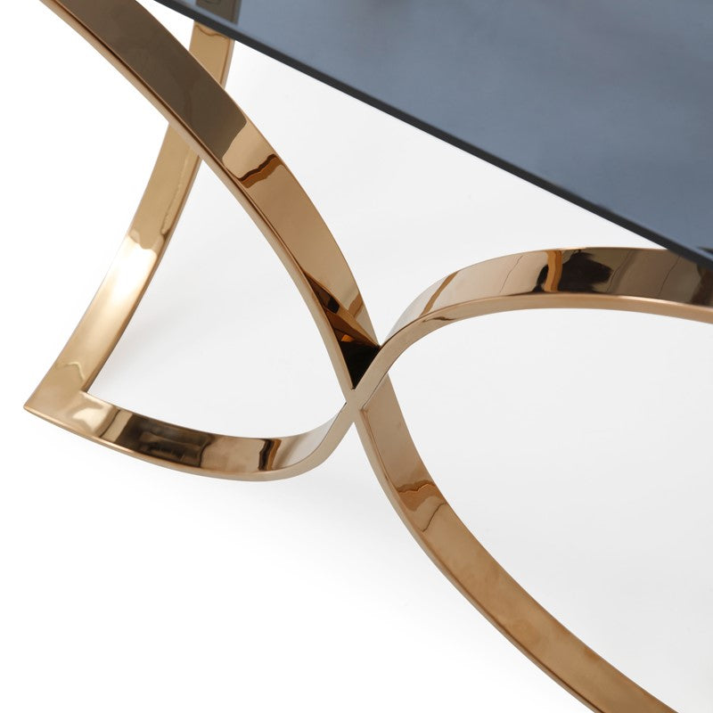 Reklaw Modern Smoked Glass & Rosegold End Table - image 5