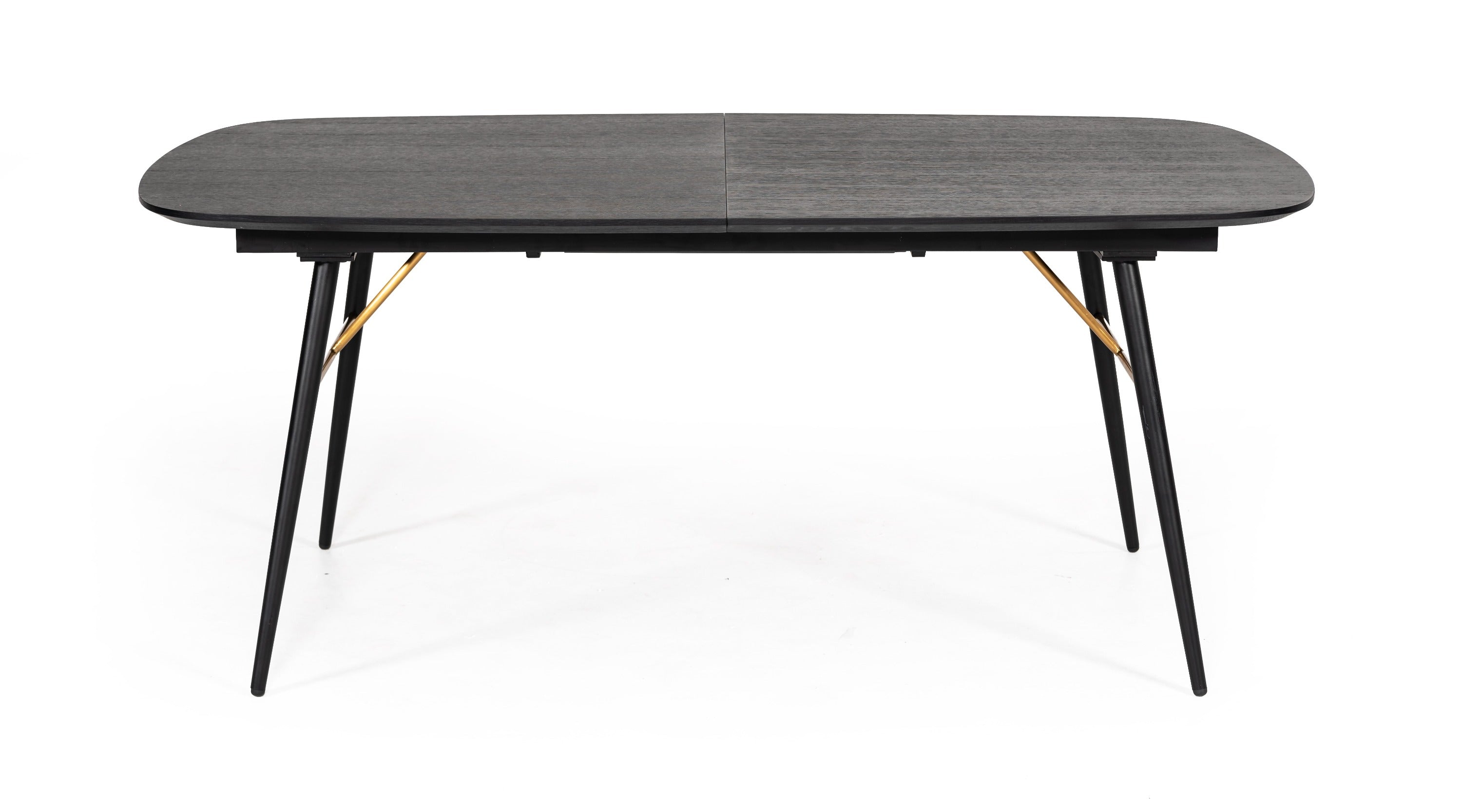 Billy Modern Black Oak & Gold Extendable Dining Table - image 3