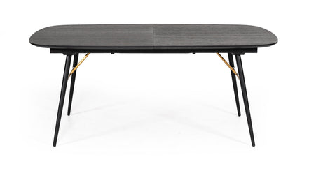 Billy Modern Black Oak & Gold Extendable Dining Table - image 3