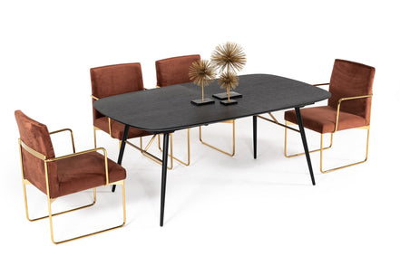 Billy Modern Black Oak & Gold Extendable Dining Table - image 2