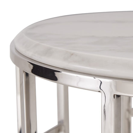 Silvan Modern Marble & Stainless Steel End Table - image 3