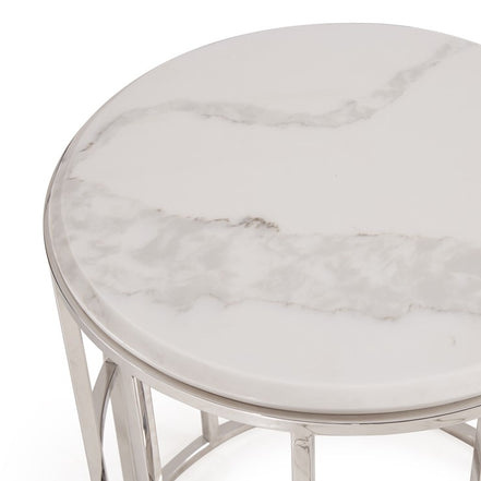 Silvan Modern Marble & Stainless Steel End Table - image 2