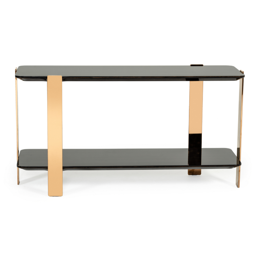 Leroy Modern Ebony & Rosegold Console Table - image 4