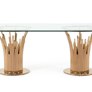 Paxton Modern Glass & Rosegold Dining Table - image 5