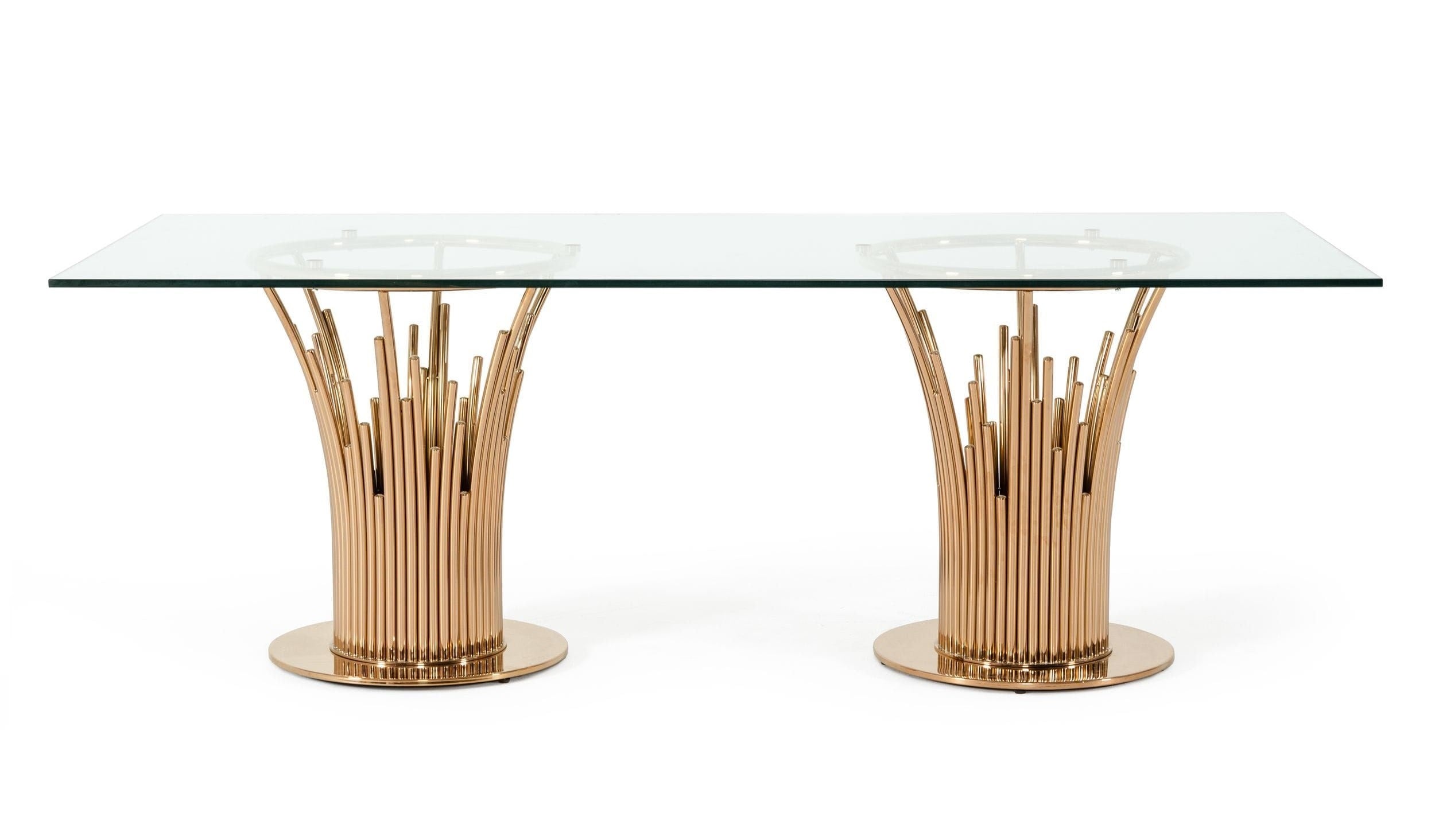 Paxton Modern Glass & Rosegold Dining Table - image 5