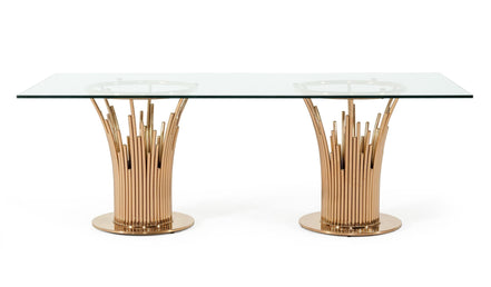 Paxton Modern Glass & Rosegold Dining Table - image 5