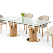Paxton Modern Glass & Rosegold Dining Table - image 4