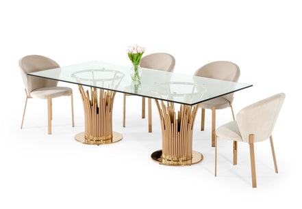 Paxton Modern Glass & Rosegold Dining Table - image 4