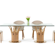 Paxton Modern Glass & Rosegold Dining Table - image 3