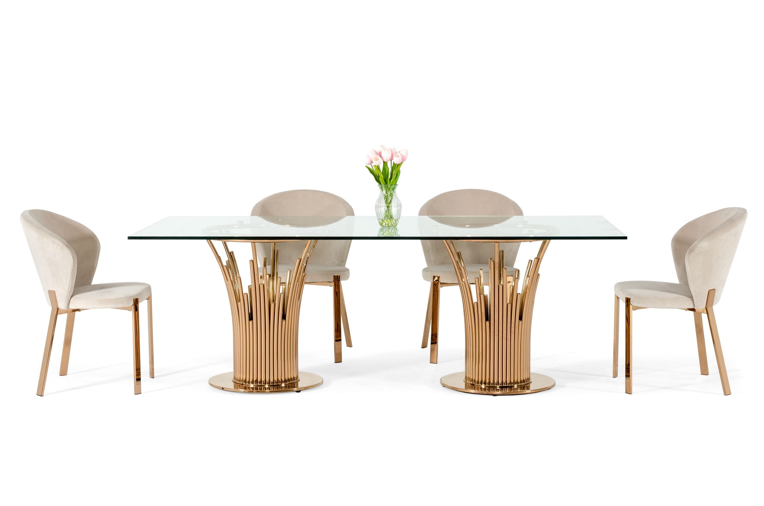 Paxton Modern Glass & Rosegold Dining Table - image 3