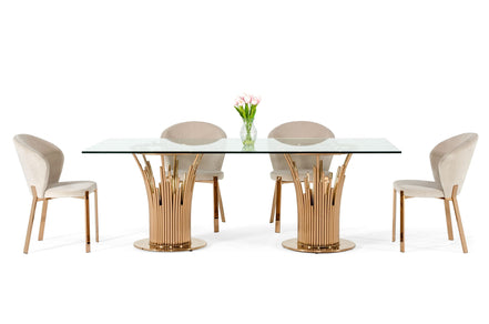 Paxton Modern Glass & Rosegold Dining Table - image 3