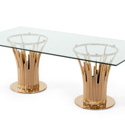 Paxton Modern Glass & Rosegold Dining Table