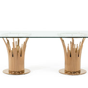 Paxton Modern Glass & Rosegold Dining Table - image 2