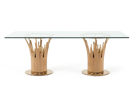 Paxton Modern Glass & Rosegold Dining Table - image 2