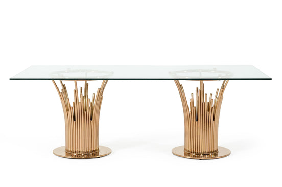 Paxton Modern Glass & Rosegold Dining Table - image 2