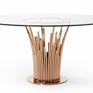 Paxton Modern Round Glass & Rosegold Dining Table - image 5
