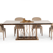Marston Modern White Marble & Rosegold Dining Table - image 3