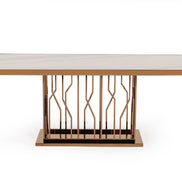 Marston Modern White Marble & Rosegold Dining Table - image 2