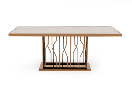 Marston Modern White Marble & Rosegold Dining Table - image 2