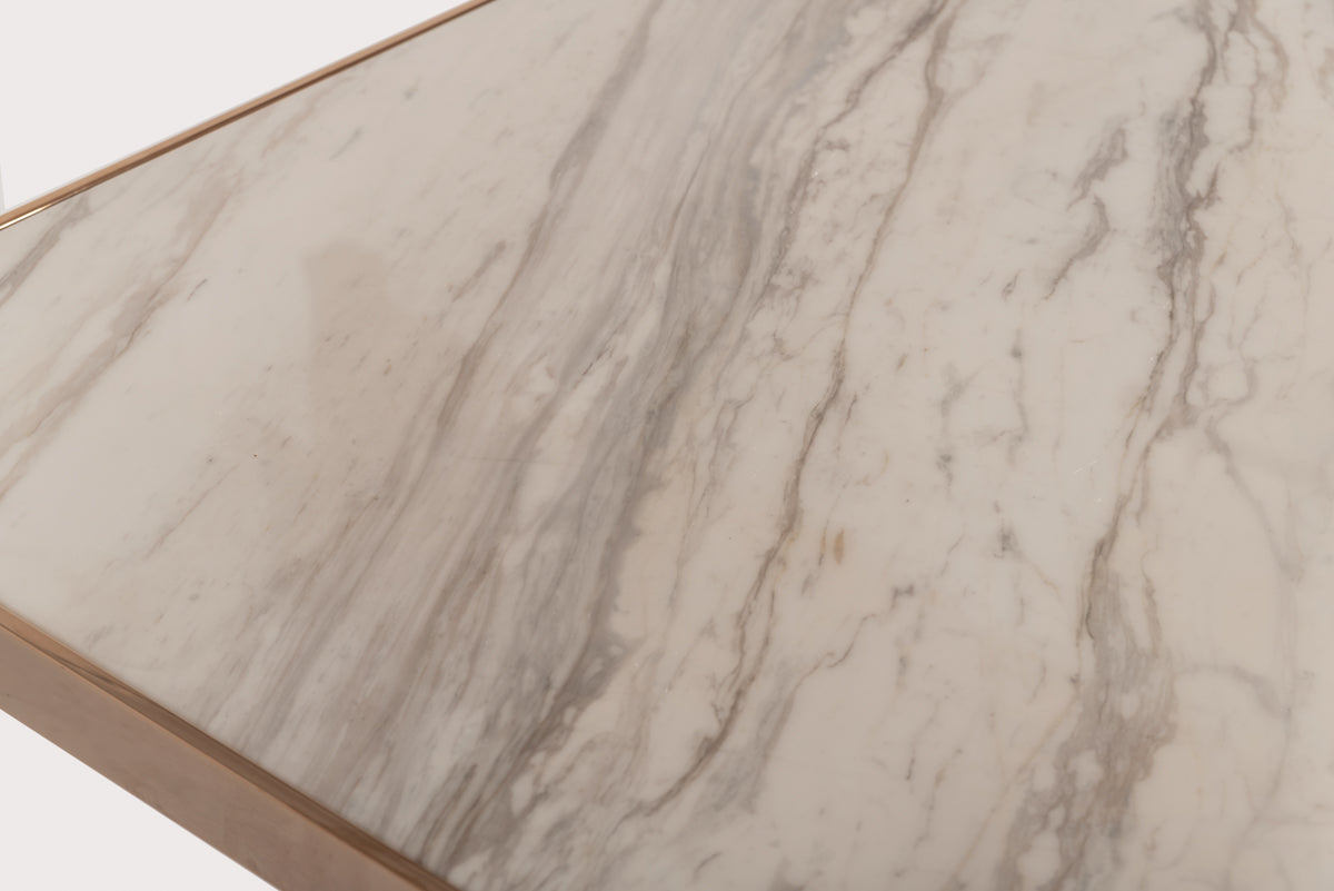 Marston Modern White Marble & Rosegold Dining Table - image 5