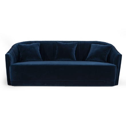 Palomar Modern Blue Velvet & Brass Sofa - image 3