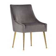 Castana Modern Grey Velvet & Gold Dining Chair (Set of 2) - image 3